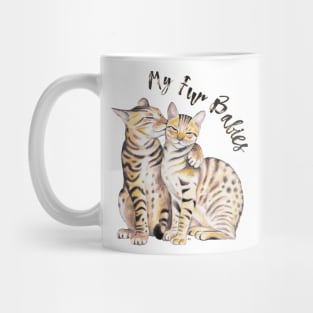 Bengal Cats Love Fur Babies Watercolor Art Mug